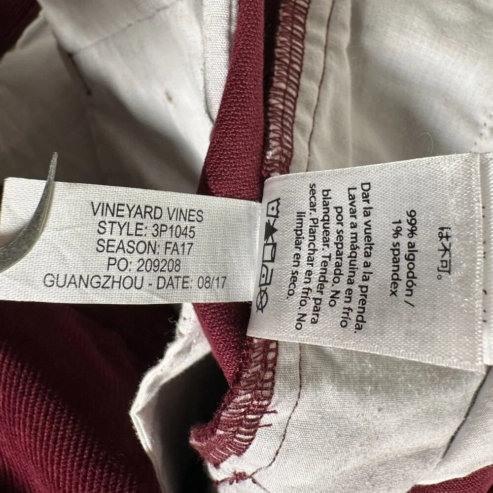 Vineyard Vines Pants Boys Size 18 Burgundy Corduroy Straight Legs Cotton Blend - Picture 10 of 12